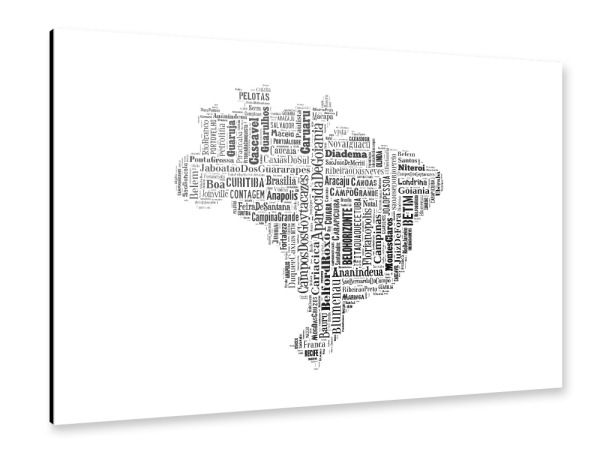 Alu-Dibond "Brazil Map Black 2" 30x20 cm artboxONE