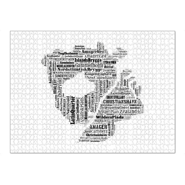 Puzzle Ravensburger "Copenhagen Map Black 2" artboxONE - Typografie,Reise,Schwarzweiß,Städte / København,Weltkarten,Kartografie