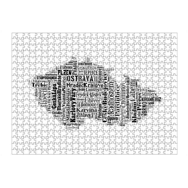 artboxONE Puzzle "Czech Republic Map Black" artboxONE - Typografie,Reise,Schwarzweiß,Reise / Länder,Weltkarten,Kartografie