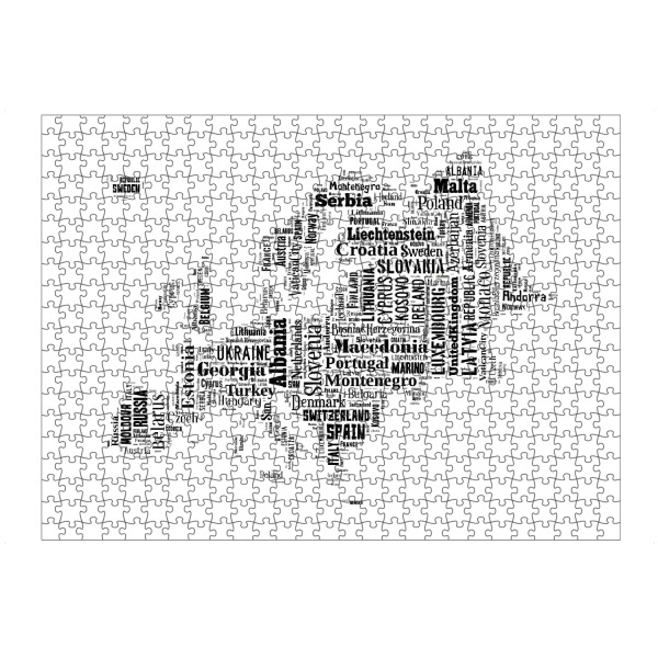 Puzzle Ravensburger "Europe Map Black 2" artboxONE - Typografie,Reise,Schwarzweiß,Reise / Länder,Weltkarten,Kartografie