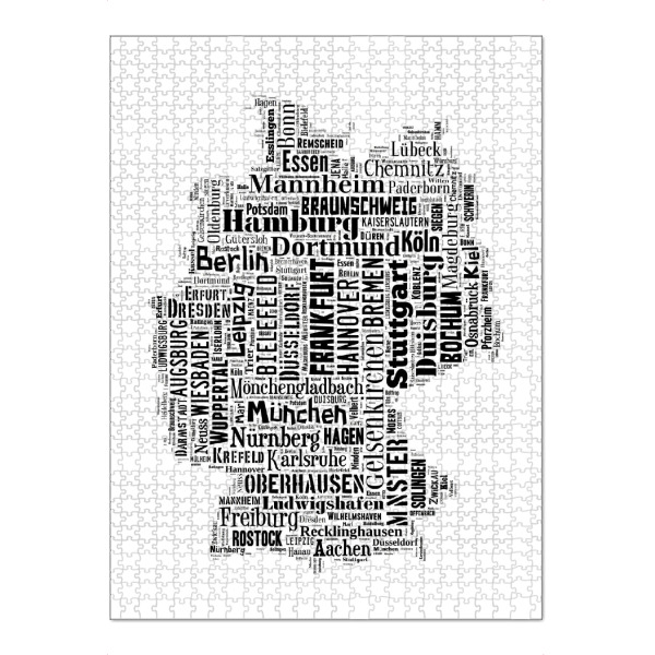 Puzzle Ravensburger "Germany Map Black" artboxONE - Typografie,Reise,Schwarzweiß,Reise / Länder,Weltkarten,Kartografie