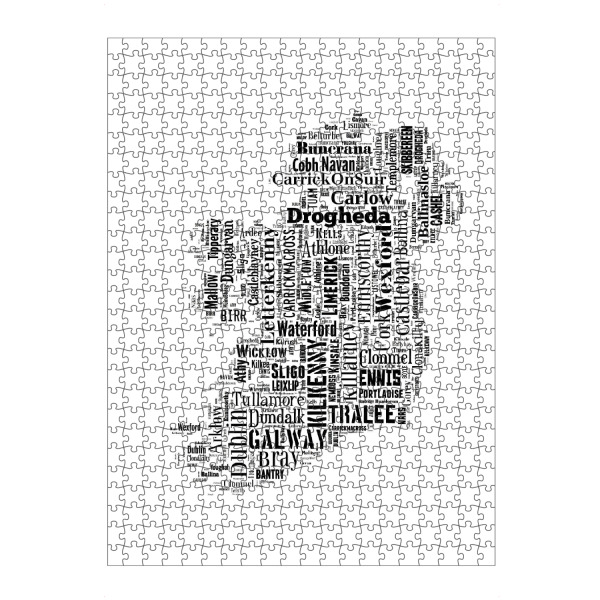 Puzzle Ravensburger "Ireland Map Black 2" artboxONE - Typografie,Reise,Schwarzweiß,Reise / Länder,Weltkarten,Kartografie