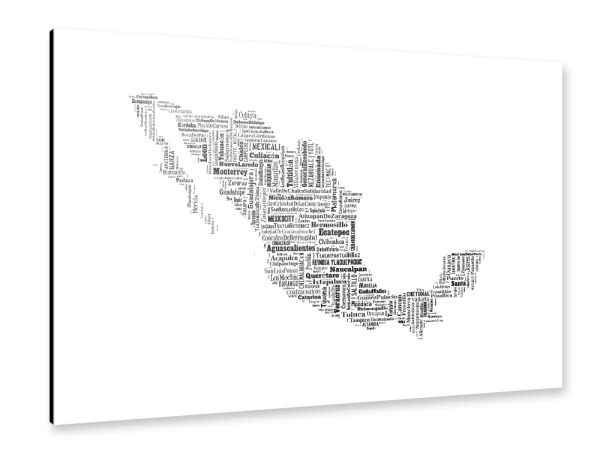 Alu-Dibond "Mexiko Map Black" 30x20 cm artboxONE