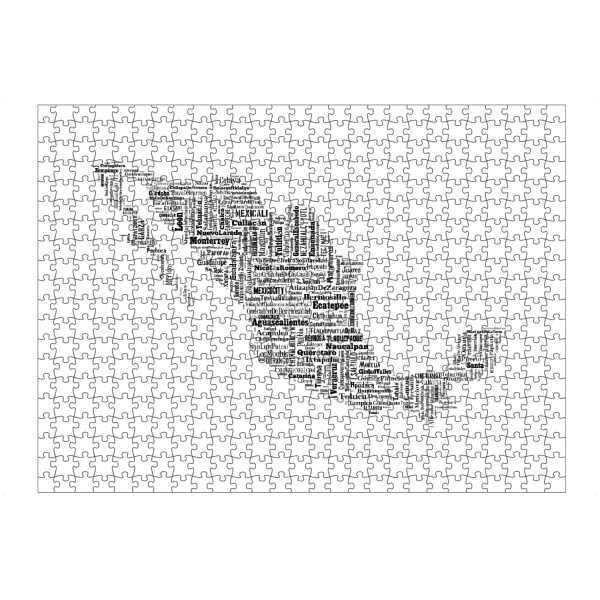 artboxONE Puzzle "Mexiko Map Black" artboxONE - Typografie,Reise,Schwarzweiß,Reise / Länder,Weltkarten,Kartografie