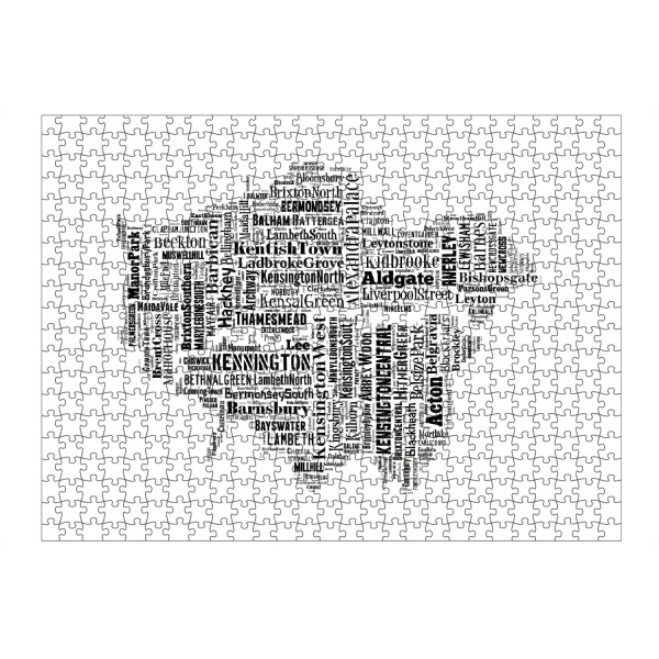 artboxONE Puzzle "London Map Black 2" artboxONE - Städte / London,Typografie,Reise,Schwarzweiß,Weltkarten,Kartografie