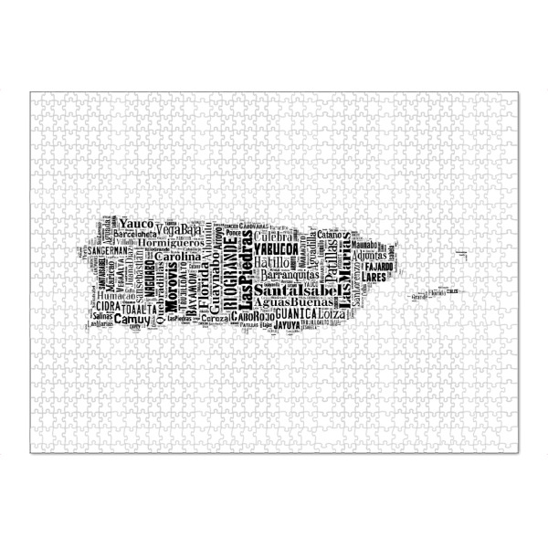 Puzzle Ravensburger "Puerto Rico Map Black 2" artboxONE - Typografie,Reise,Schwarzweiß,Reise / Länder,Weltkarten,Kartografie