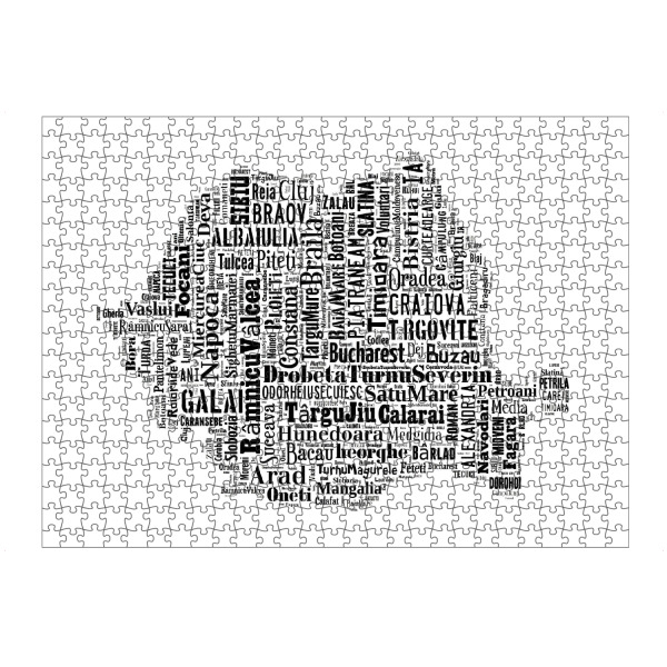 Puzzle Ravensburger "Romania Map Black 2" artboxONE - Typografie,Reise,Schwarzweiß,Reise / Länder,Weltkarten,Kartografie