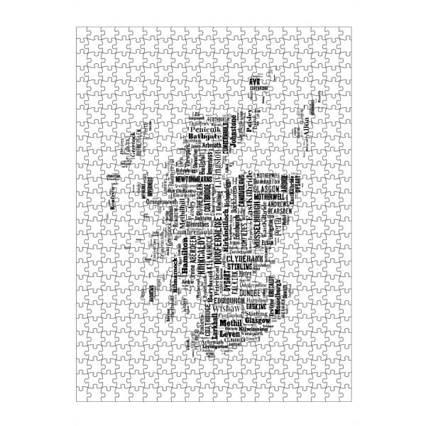 Puzzle Ravensburger "Scotland Map Black 2" artboxONE - Typografie,Reise,Schwarzweiß,Reise / Länder,Weltkarten,Kartografie