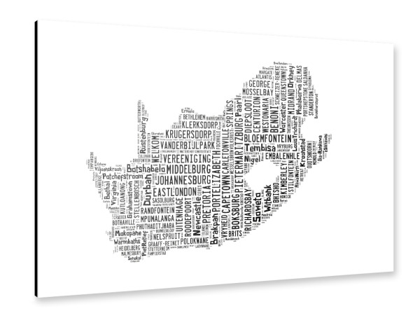 Alu-Dibond "South Africa Map Black 2" 30x20 cm artboxONE
