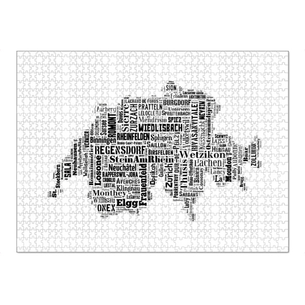 Puzzle Ravensburger "Switzerland Map Black 2" artboxONE - Typografie,Reise,Schwarzweiß,Reise / Länder,Weltkarten,Kartografie