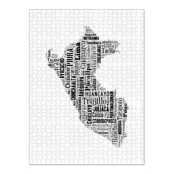Puzzle Ravensburger "Peru Map Black 2" artboxONE - Typografie,Reise,Schwarzweiß,Reise / Länder,Weltkarten,Kartografie - Karte,Map,Staat,Landkarte,Peru