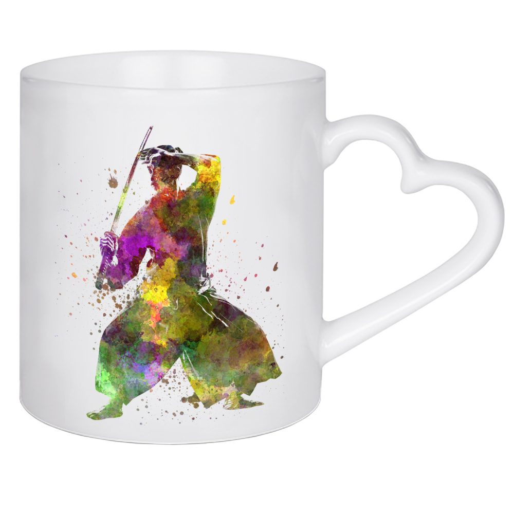 Herztasse "Kendo fighter in watercolor" artboxONE - Abstrakt,Sport