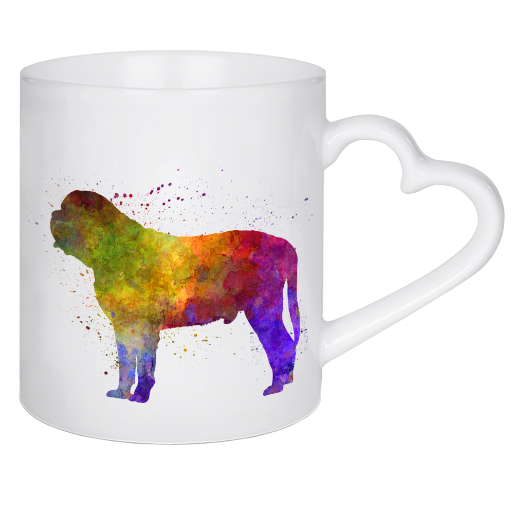 Herztasse "Mastiff in watercolor" artboxONE - Tiere,Abstrakt - Dog,Dogs,Pet,Animal,Mammal,Watercolor,Dog poster,Illustration,Abstract
