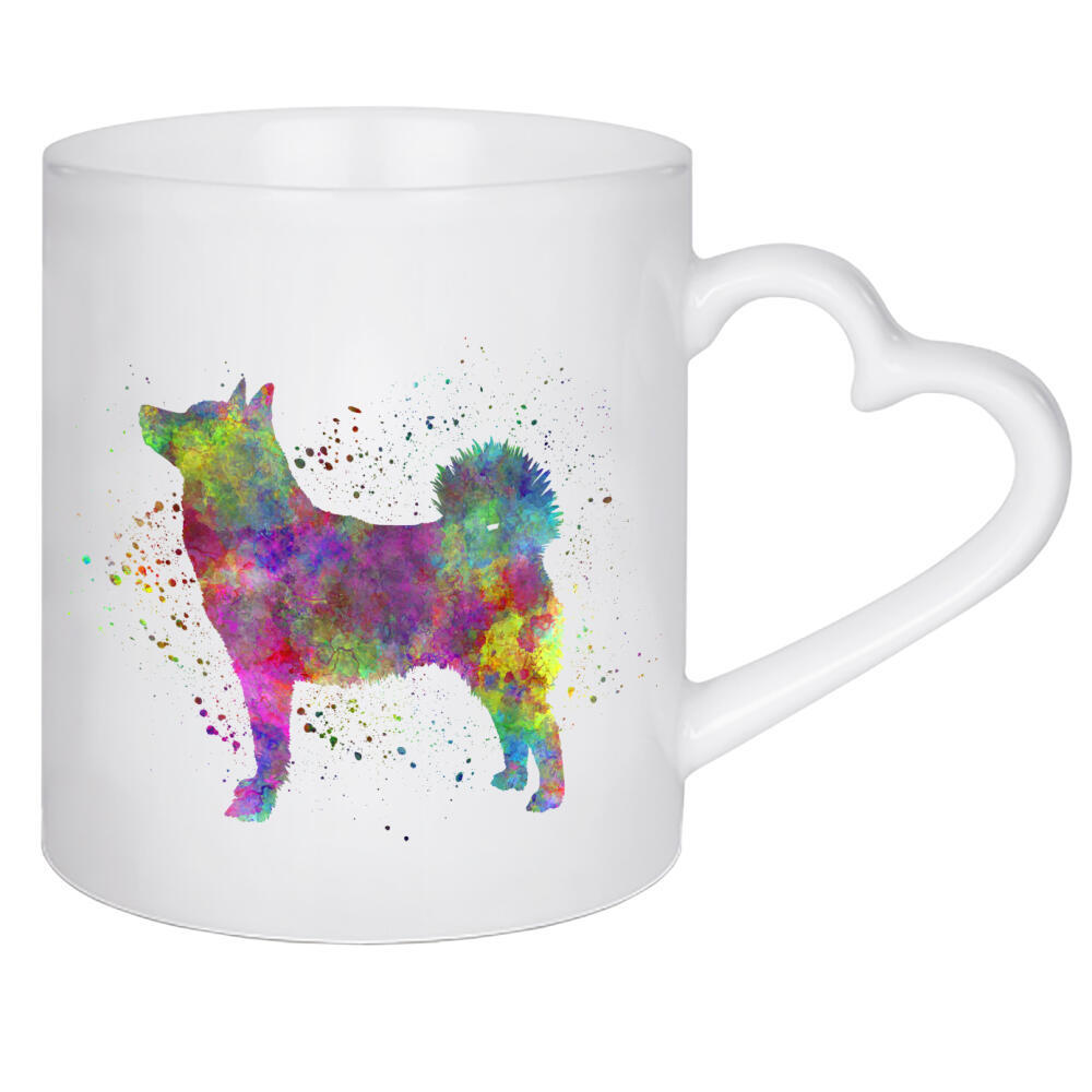 Herztasse "Norwegian Buhund in watercolor" artboxONE - Tiere,Abstrakt - Dog,Dogs,Pet,Animal,Mammal,Watercolor,Dog poster,Illustration,Abstract