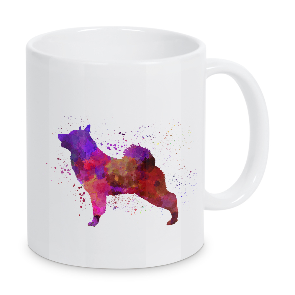 Tasse "Norwegian Elkhound in watercolor" artboxONE - Tiere,Abstrakt - Dog,Pet,Animal,Mammal,Watercolor,Abstract,Abstrakt,Bunt,Colorful,Hund