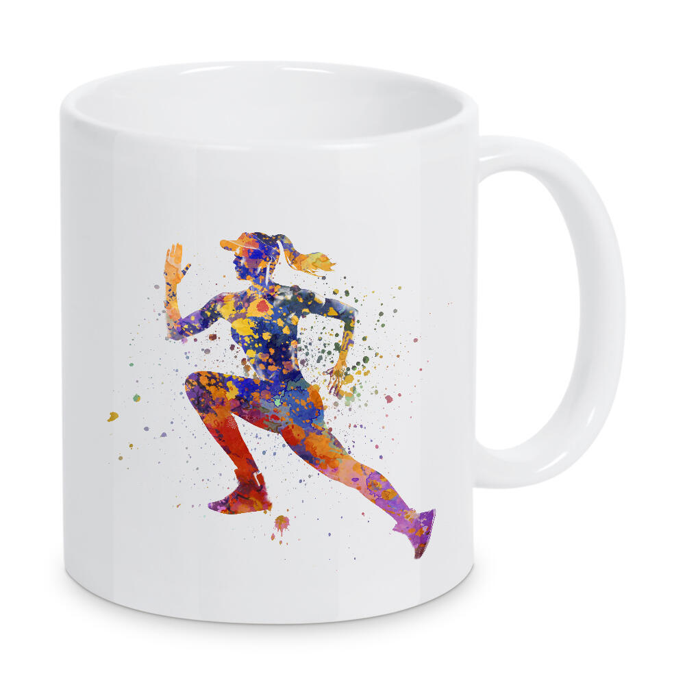 Tasse "Female runner in watercolor" artboxONE - Abstrakt,Sport - Athlete,Player,Sport,Sports,Illustration,Watercolor,Runner,Athletics,Track race