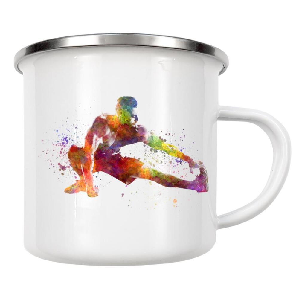 Emaille Tasse "Fitness exercise in watercolor-a" artboxONE - Abstrakt,Sport