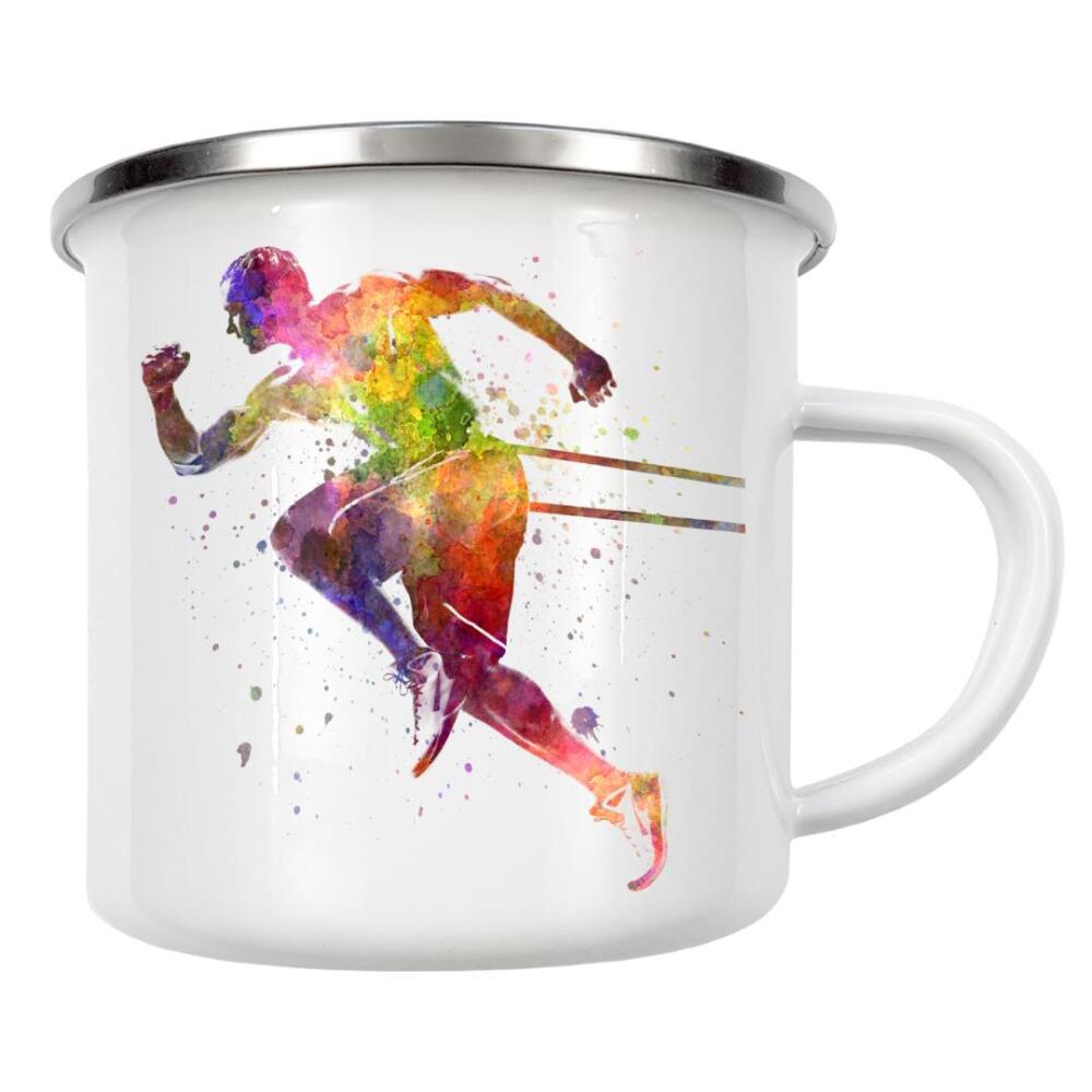 Emaille Tasse "Fitness exercise in watercolor-d" artboxONE - Abstrakt,Sport