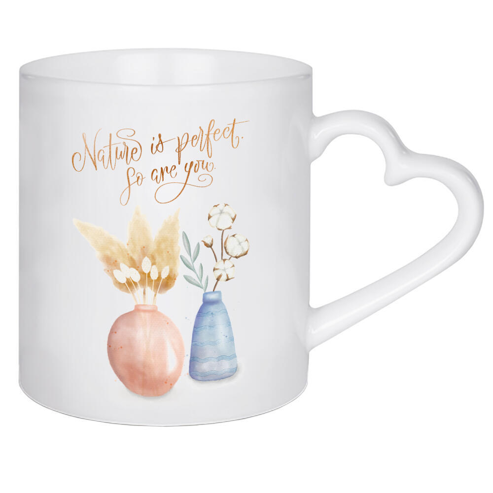 Herztasse "You are perfect as nature is" artboxONE - Typografie,Floral,Liebe
