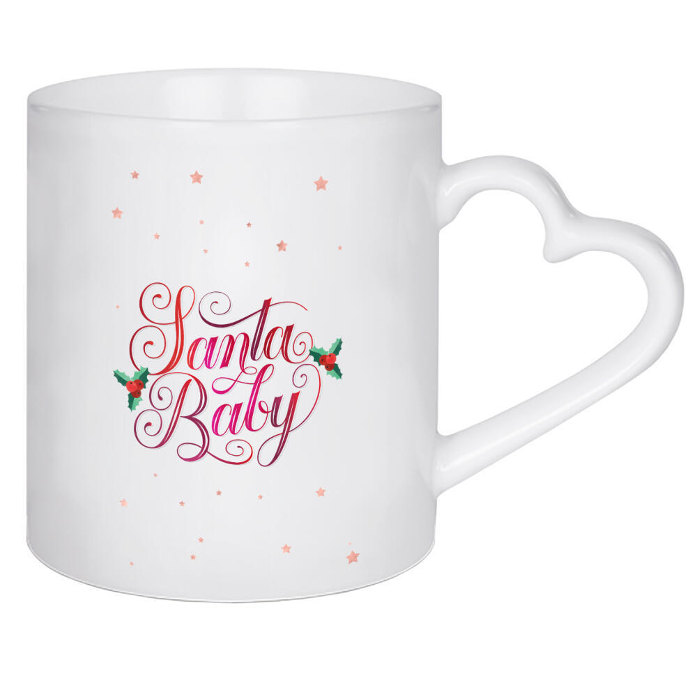 Herztasse "Santa Baby. Merry Christmas" artboxONE - Typografie,Liebe,Weihnachten