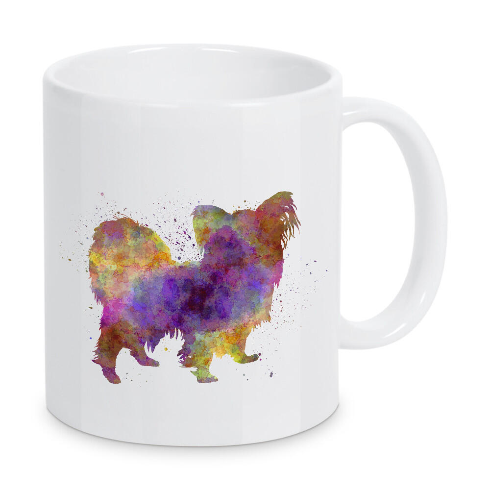 Tasse "Papillon in Aquarell" artboxONE - Tiere,Abstrakt - Hund,Haustier,Tier,Säugetier,Aquarell,Plakat,Hundeplakat,Illustration,Abstrakt