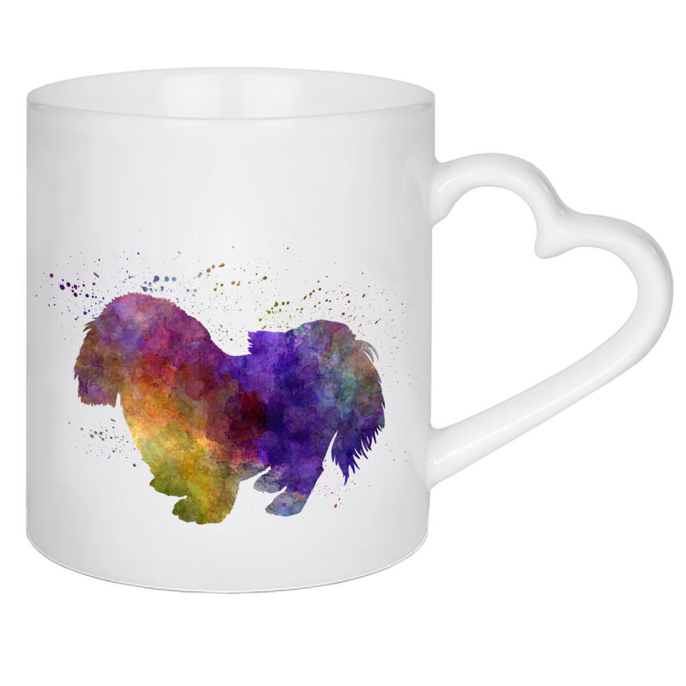 Herztasse "Penkingese in Aquarell" artboxONE - Tiere,Abstrakt - Hund,Haustier,Tier,Säugetier,Aquarell,Plakat,Hundeplakat,Illustration,Abstrakt
