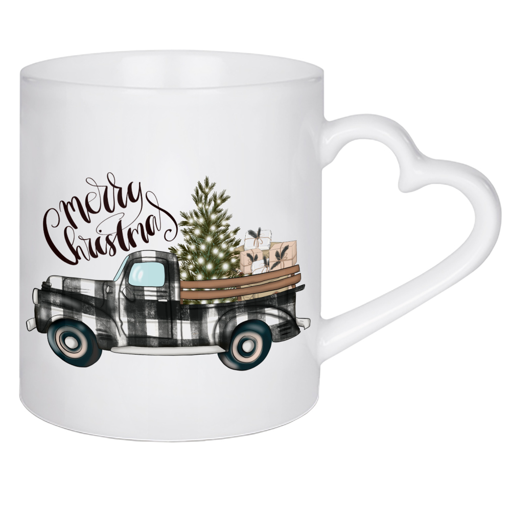 Herztasse "Merry Christmas | Truck Plaid" artboxONE - Automobile,Weihnachten,Für Papa,Festivals,Lustig
