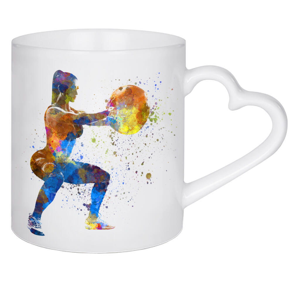 Herztasse "Practicing fitness in watercolor-g" artboxONE - Abstrakt,Sport