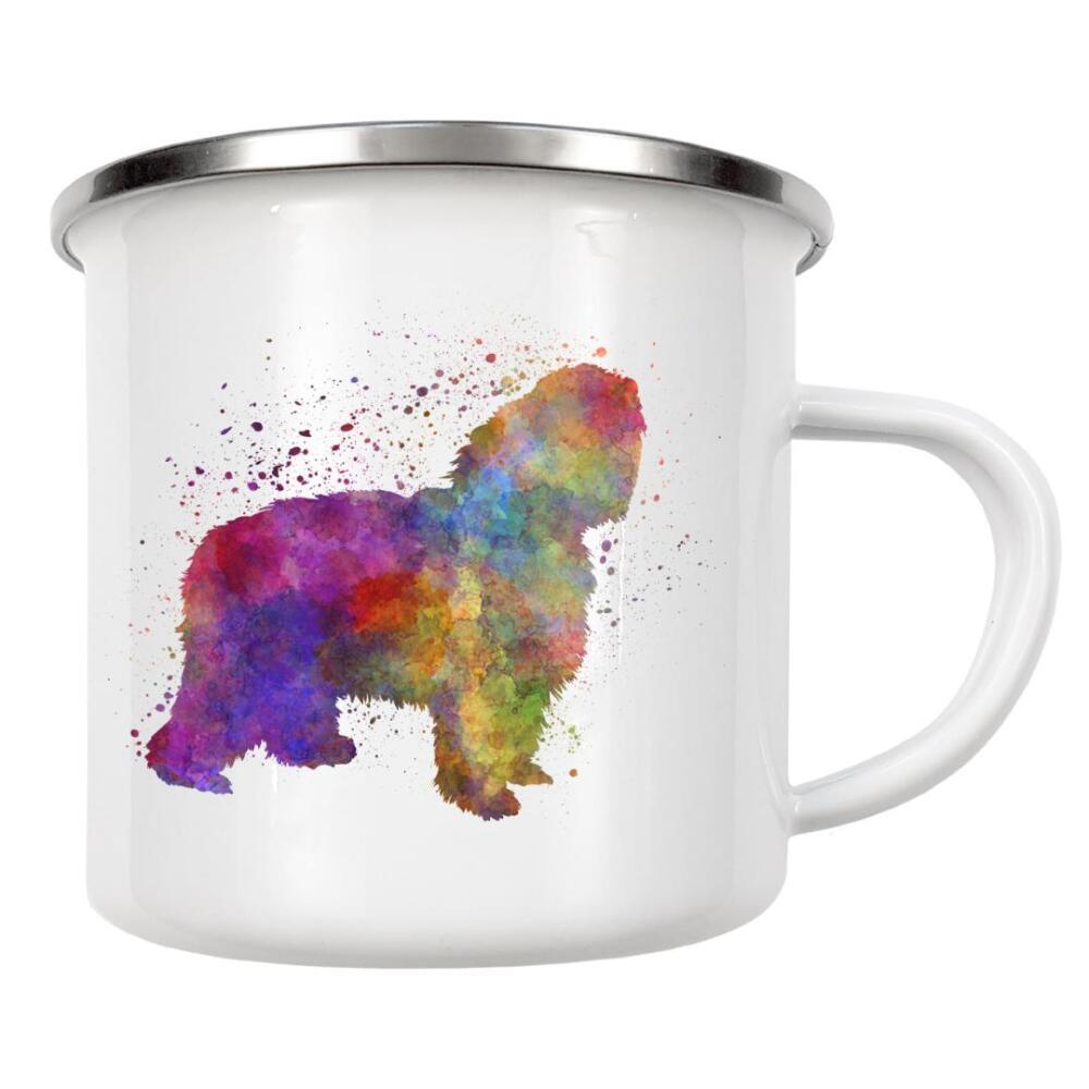 Emaille Tasse "Polish Lowland Sheepdog" artboxONE - Tiere,Abstrakt - Dog,Pet,Mammal,Watercolor,Abstract,Hund,Bunt,Colorful,Tier,Animal