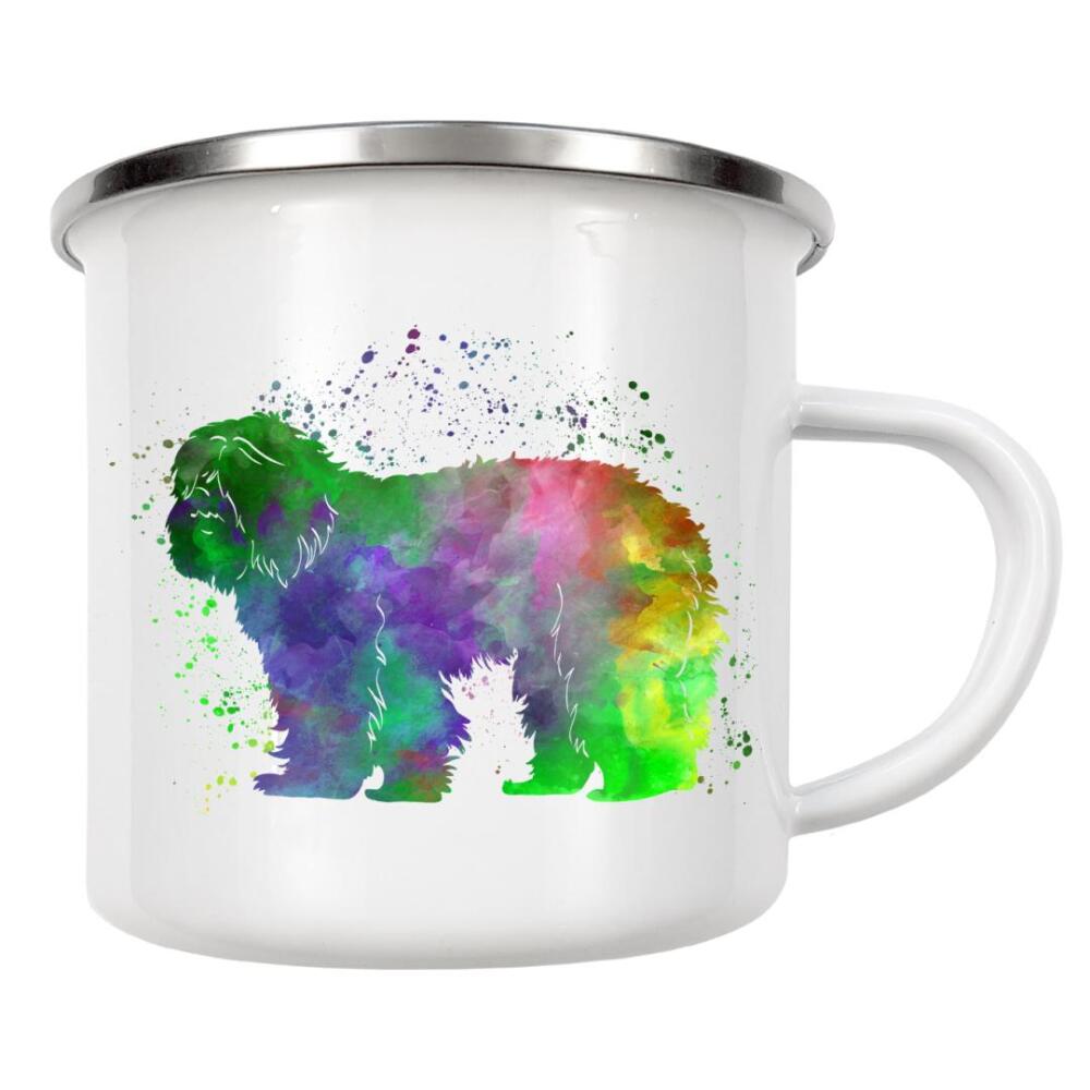 Emaille Tasse "Portuguese Sheepdog in watercolor" artboxONE - Tiere,Abstrakt - Dog,Pet,Animal,Mammal,Watercolor,Abstract,Tier,Hund,Bunt,Colorful