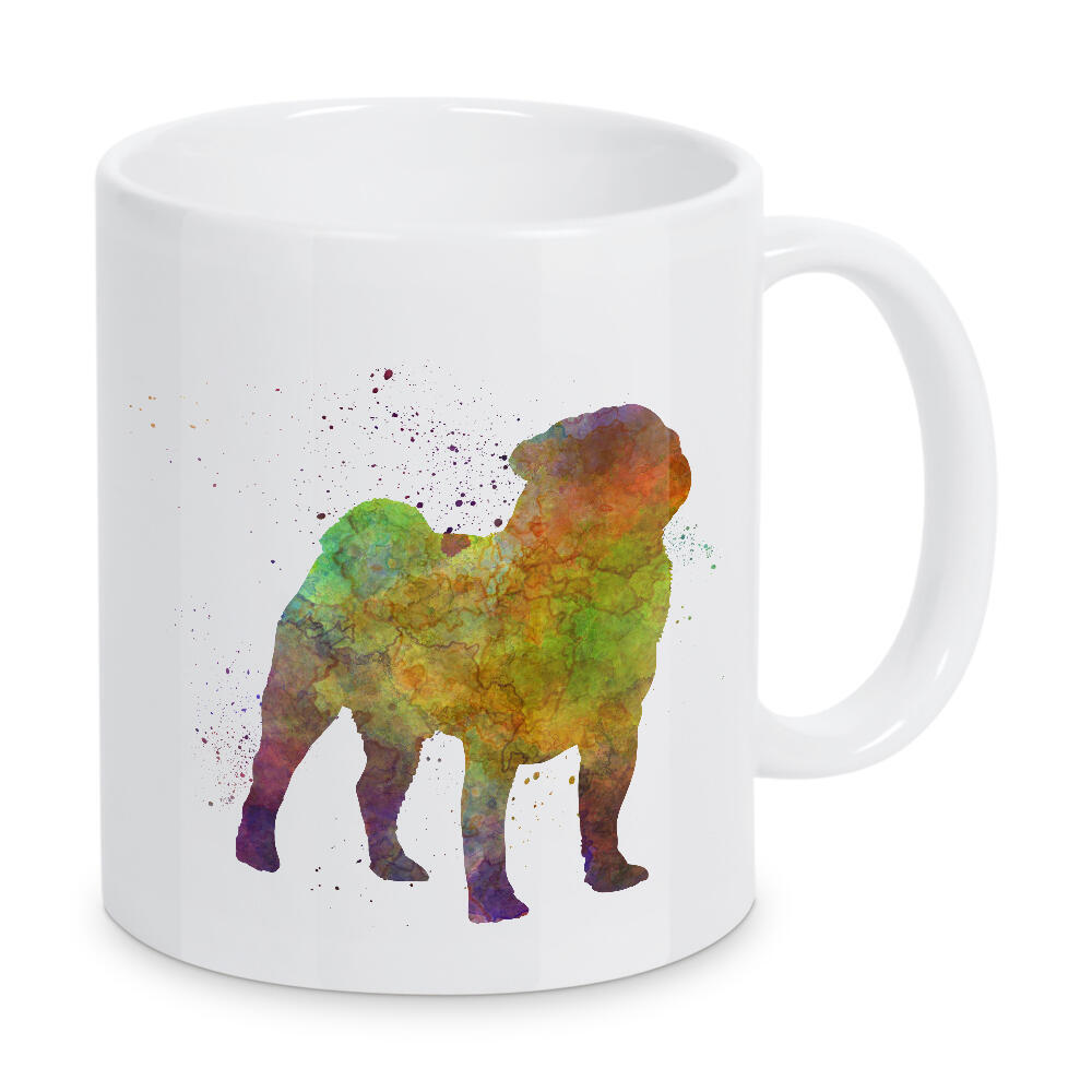 Tasse "Pug in watercolor" artboxONE - Tiere,Abstrakt - Dog,Pet,Animal,Mammal,Watercolor,Dog poster,Illustration,Abstract,Hund,Bunt,Colorful