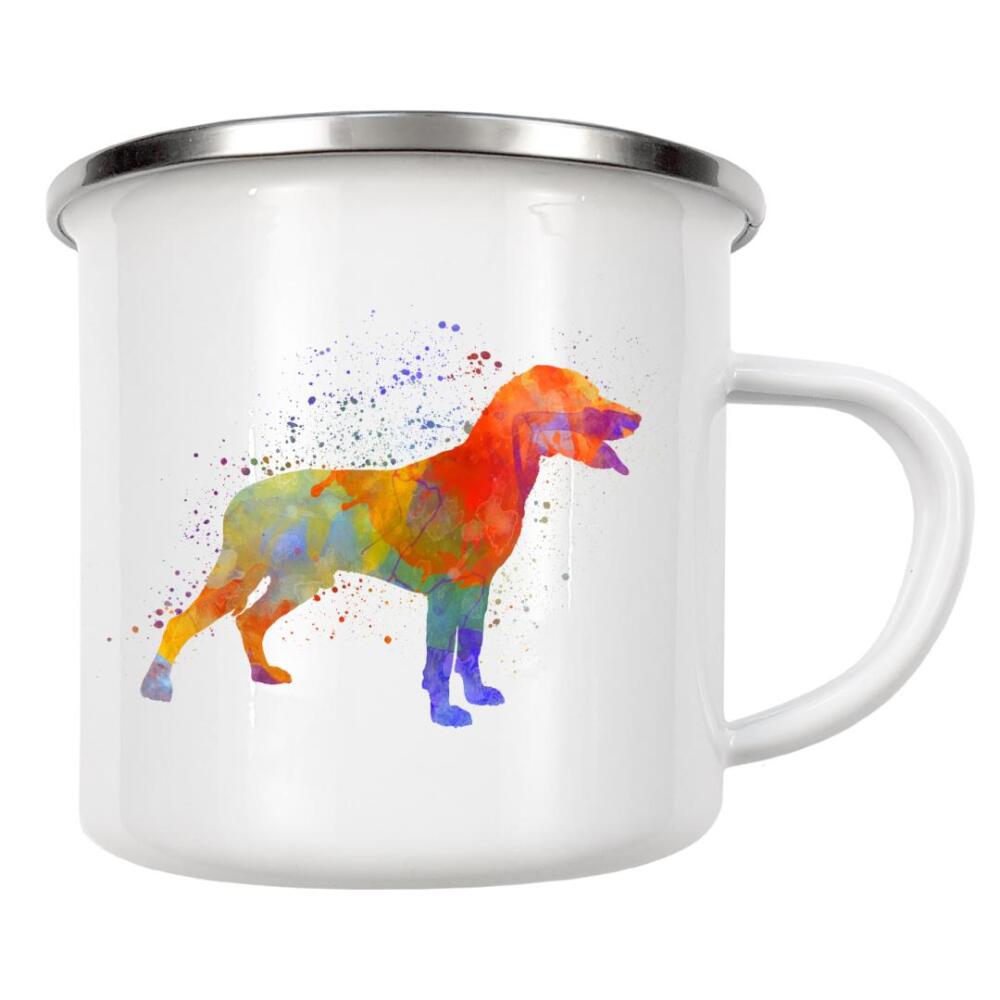 Emaille Tasse "Save Valley Scenthound dog" artboxONE - Tiere,Abstrakt - Dog,Pet,Animal,Mammal,Watercolor,Abstract,Hund,Bunt,Colorful