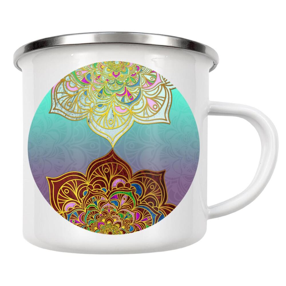 Emaille Tasse "Mandala symmetric" artboxONE - Abstrakt,Geometrie - Mandala,Vector,Yoga,Boho,Fancy,Arabic,Abstract,Nature,Tribal