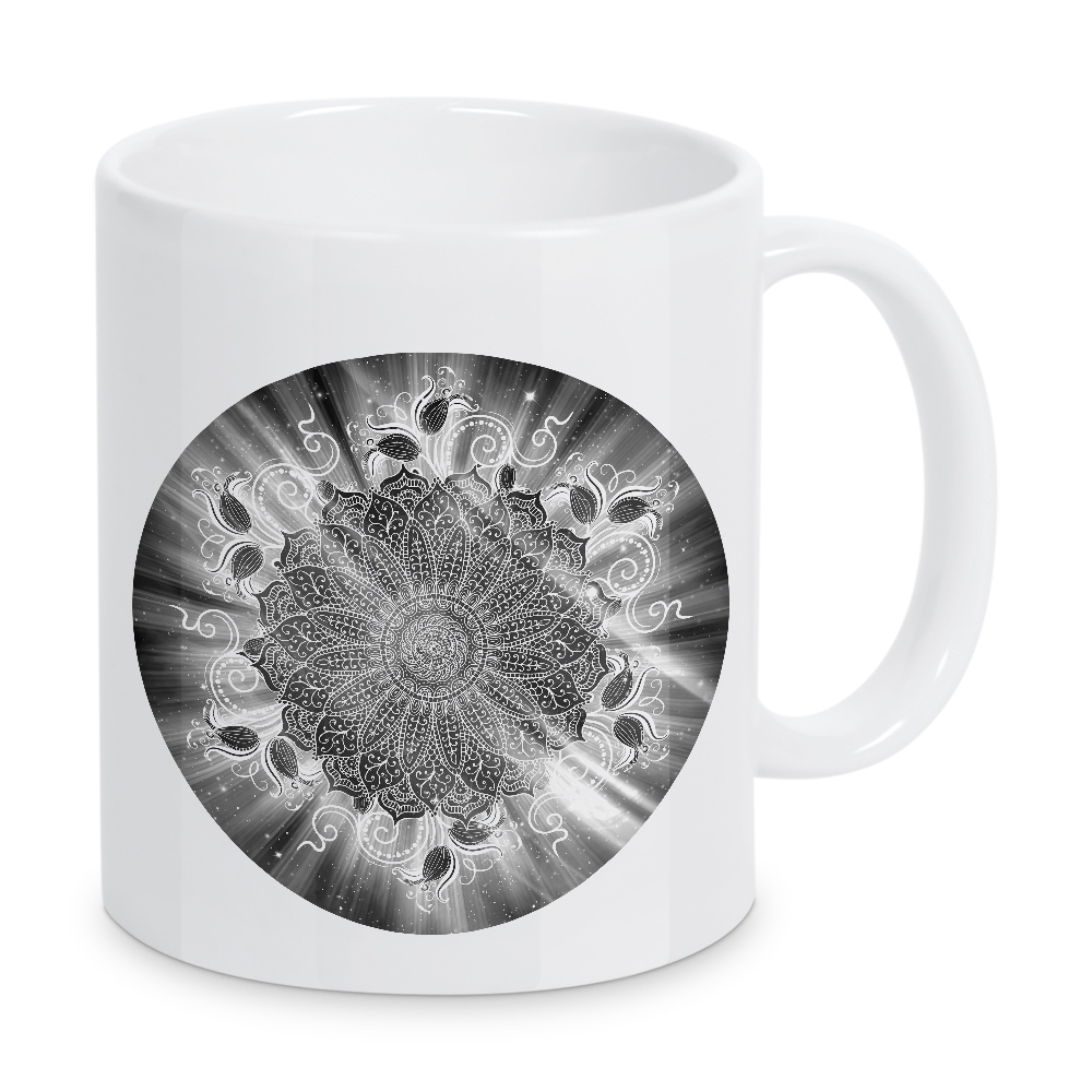 Tasse "Mandala Dark Universe" artboxONE - Natur,Abstrakt - Mandala,Vector,Yoga,Boho,Fancy,Arabic,Abstract,Nature,Tribal,Universe,Black,White