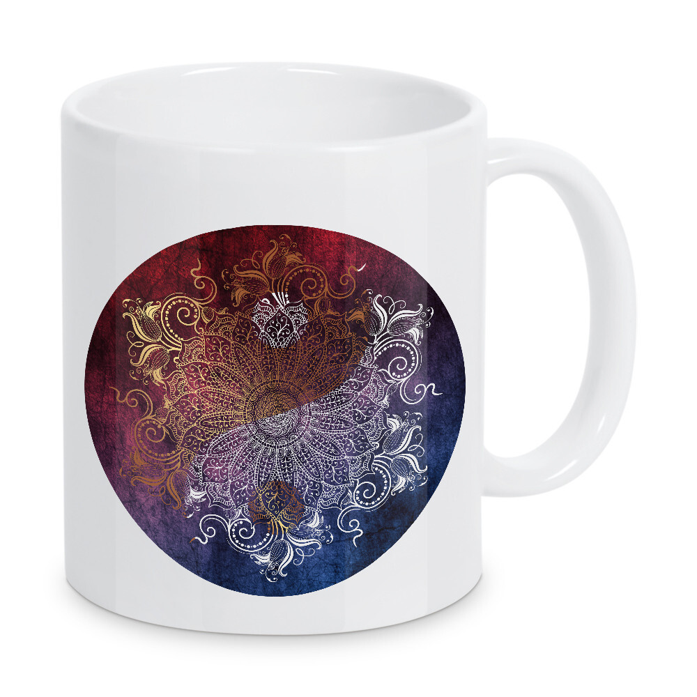 Tasse "Mandala Yang" artboxONE - Natur,Abstrakt - Mandala,Vector,Yoga,Boho,Fancy,Arabic,Abstract,Nature,Tribal,Gold,Ying und yang