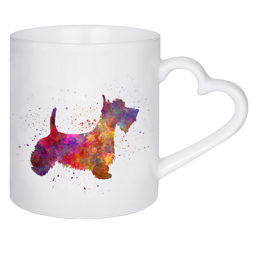 Herztasse "Scottish Terrier in watercolor" artboxONE - Tiere,Abstrakt - Dog,Pet,Mammal,Watercolor,Abstract,Hund,Animal,Tier,Bunt,Colorful