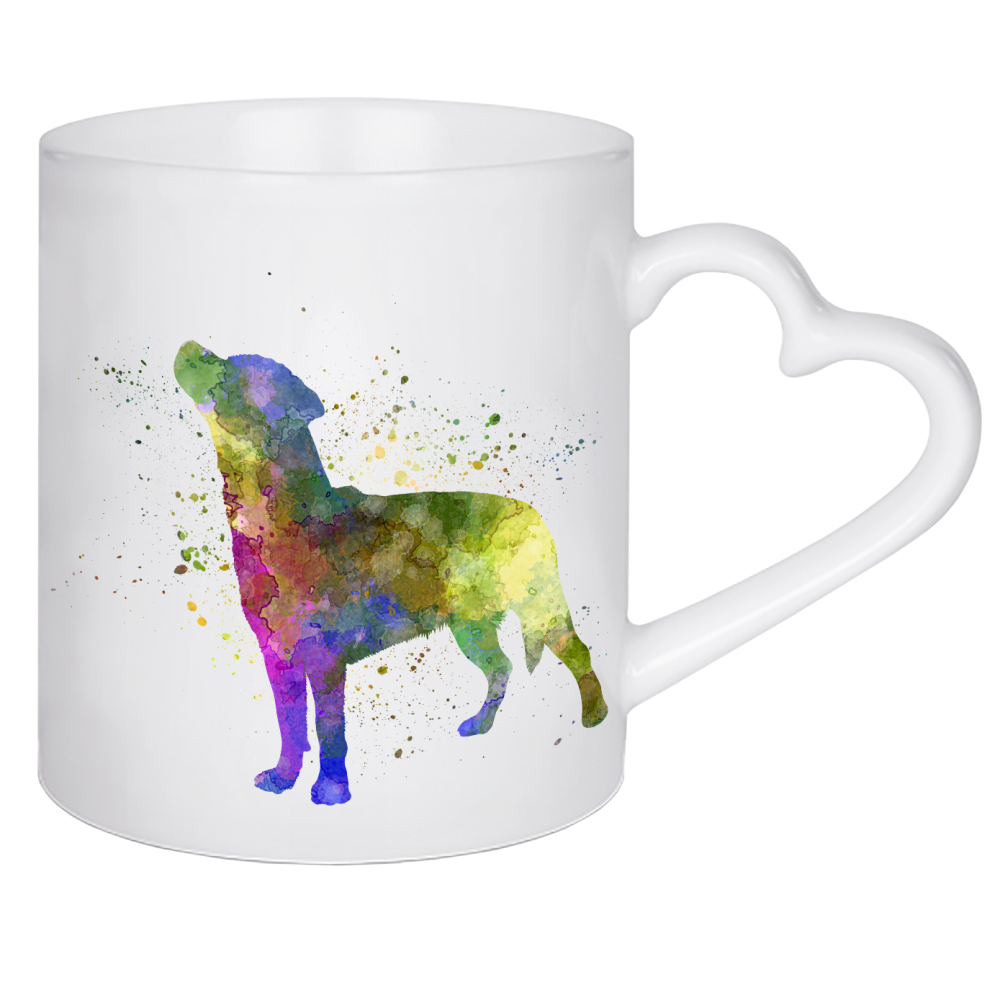 Herztasse "Smalandsstovare in watercolor" artboxONE - Tiere,Abstrakt - Dog,Pet,Mammal,Watercolor,Illustration,Abstract,Hund,Animal,Tier,Bunt,Colorful