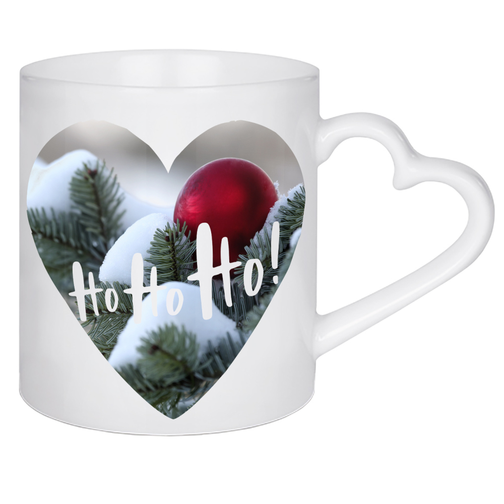 Herztasse "Weiße Weihnachten Ho, ho, ho!" artboxONE - Typografie,Natur,Weihnachten