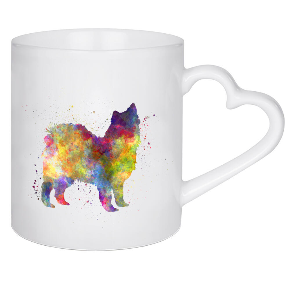 Herztasse "Swedish Lapphund in watercolor" artboxONE - Tiere,Abstrakt - Dog,Pet,Animal,Mammal,Watercolor,Illustration,Abstract,Hund,Bunt,Colorful