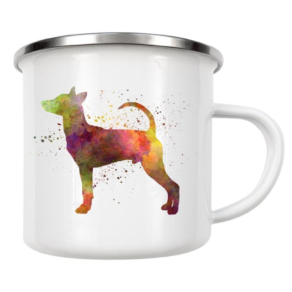 Emaille Tasse "Taiwan Dog in watercolor" artboxONE - Tiere,Abstrakt - Dog,Dogs,Pet,Animal,Mammal,Watercolor,Dog poster,Illustration,Abstract