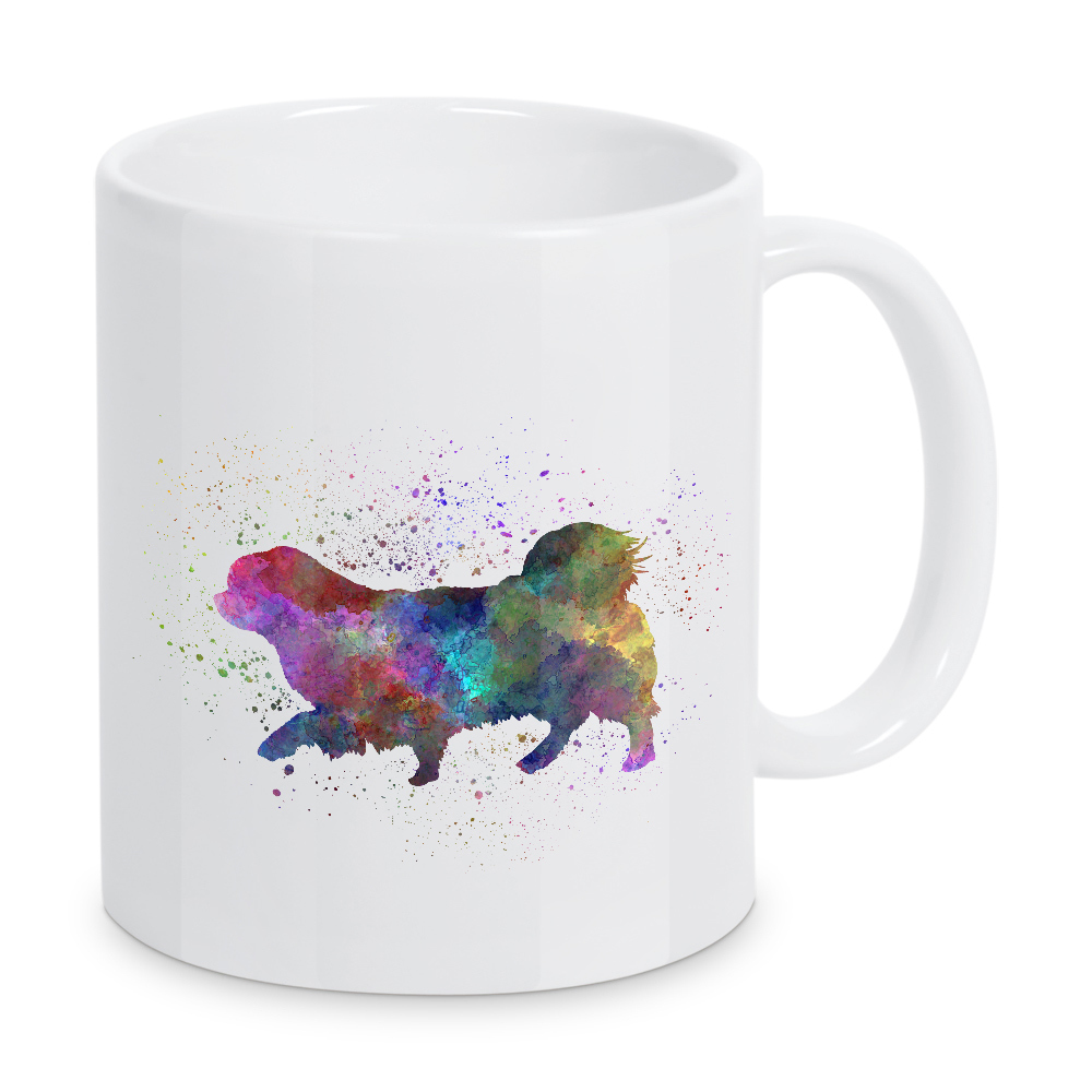 Tasse "Tibetischer Spaniel im Aquarell" artboxONE - Tiere,Abstrakt - Hund,Hunde,Haustier,Tier,Säugetier,Aquarell,Plakat,Illustration,Abstrakt