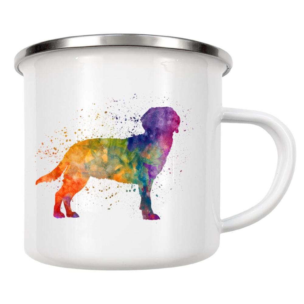 Emaille Tasse "Tyrolean Hound in watercolor" artboxONE - Tiere,Abstrakt - Dog,Dogs,Pet,Animal,Mammal,Watercolor,Abstract,Hund,Bunt,Colorful