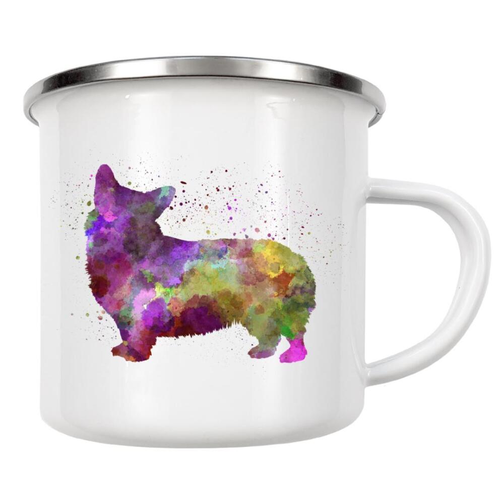 Emaille Tasse "Welsh Corgi Cardigan in watercolor" artboxONE - Tiere,Abstrakt - Dog,Dogs,Pet,Animal,Mammal,Watercolor,Dog poster,Illustration,Abstract