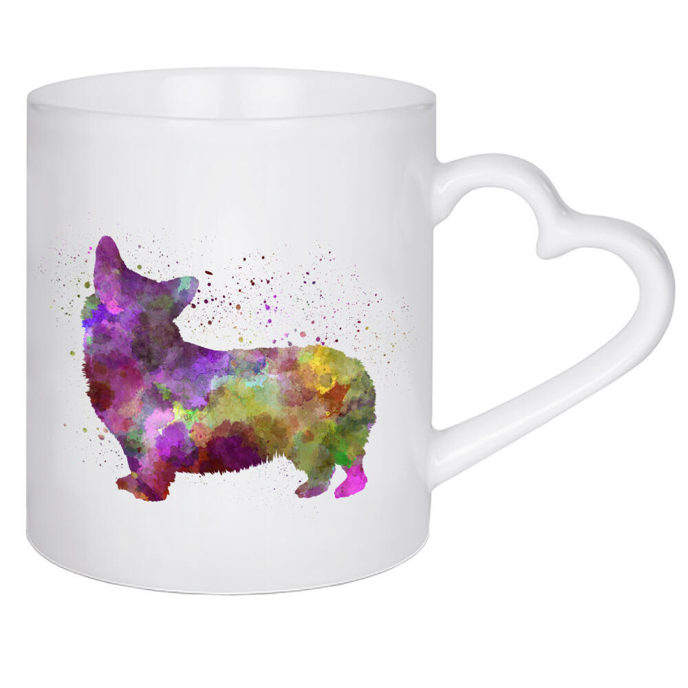 Herztasse "Welsh Corgi Cardigan in watercolor" artboxONE - Tiere,Abstrakt - Dog,Dogs,Pet,Animal,Mammal,Watercolor,Dog poster,Illustration,Abstract