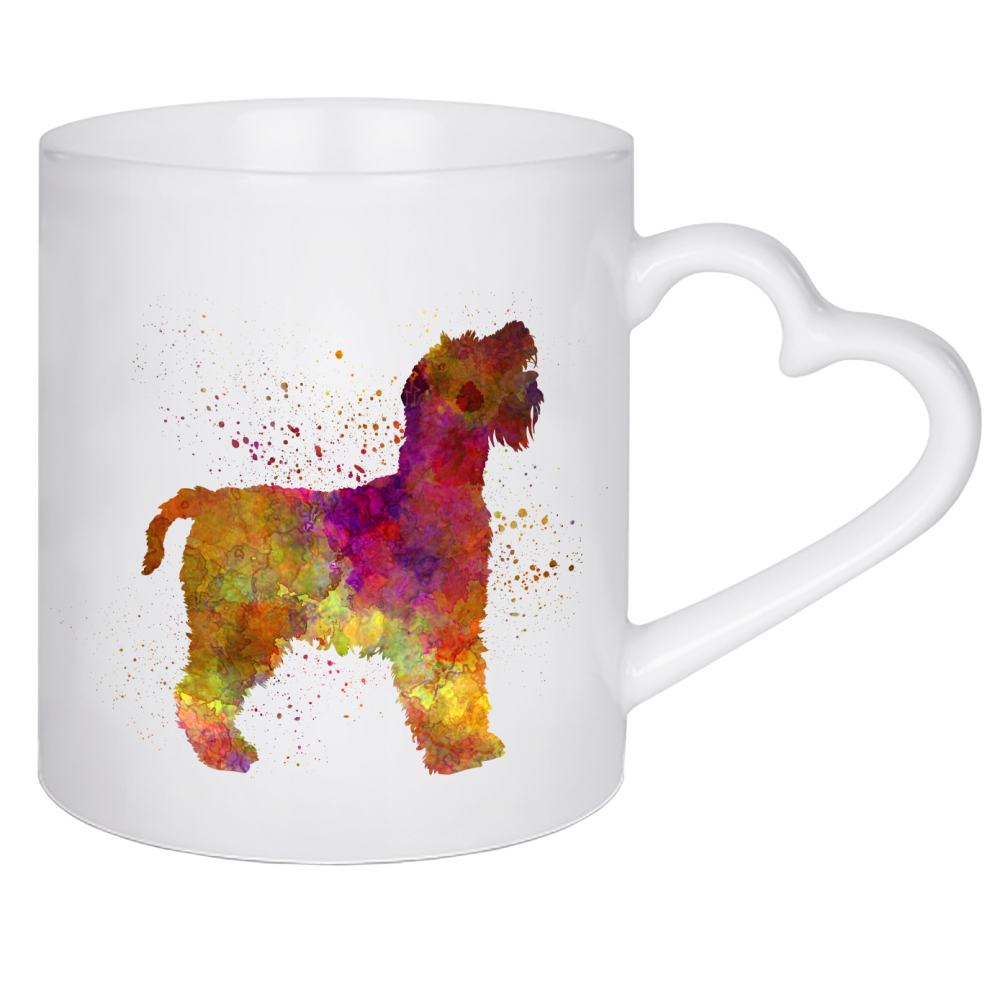 Herztasse "Welsh Terrier in watercolor" artboxONE - Tiere,Abstrakt - Dog,Dogs,Pet,Animal,Mammal,Watercolor,Abstract,Hund,Bunt,Colorful