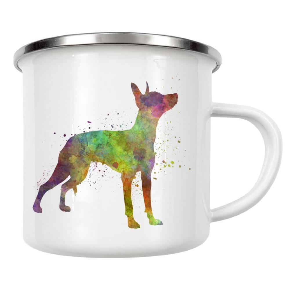 Emaille Tasse "Xoloitzcuintle in watercolor" artboxONE - Tiere,Abstrakt - Dog,Pet,Mammal,Watercolor,Abstract,Hund,Animal,Tier