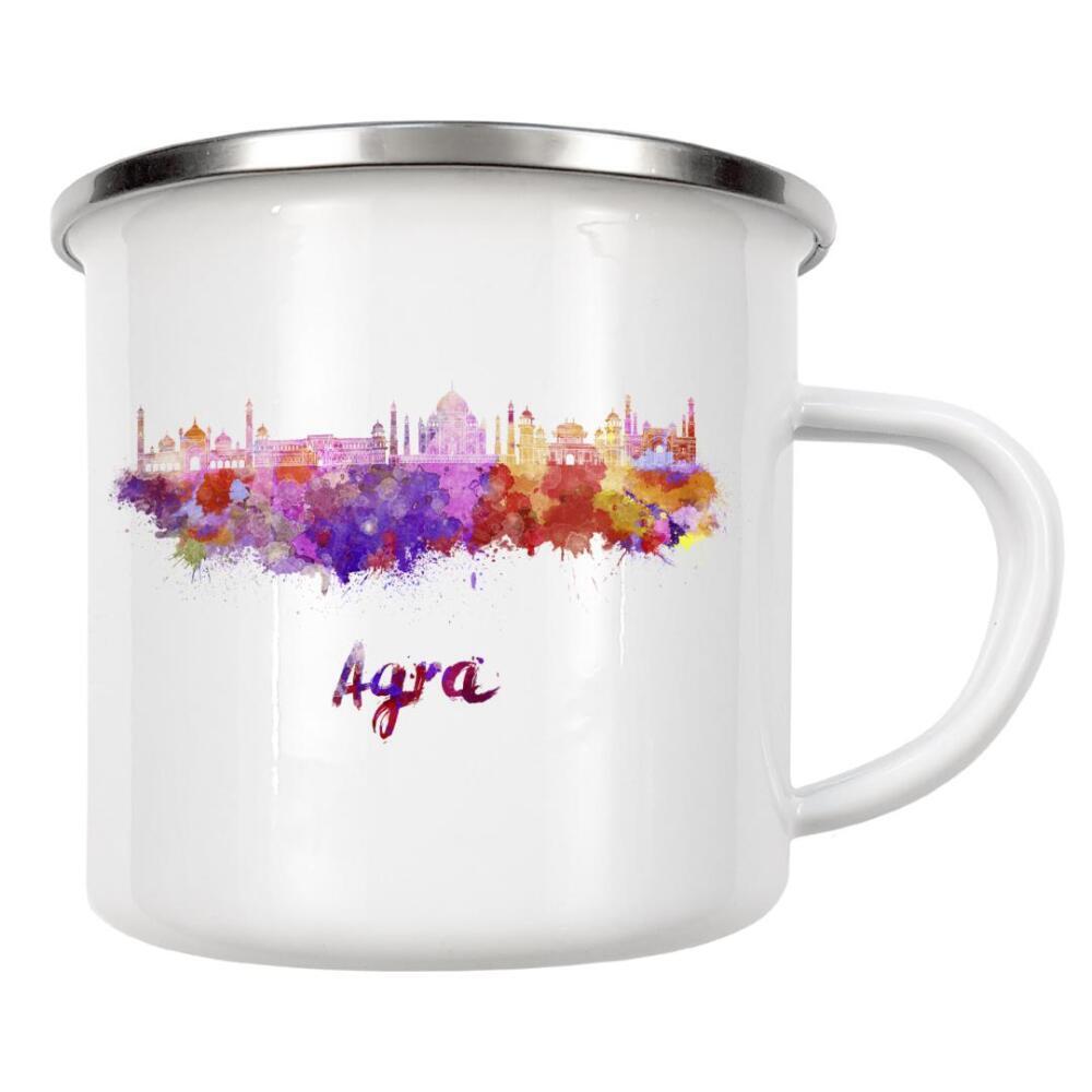 Emaille Tasse "AGRA skyline in watercolor-b" artboxONE - Städte,Reise,Architektur