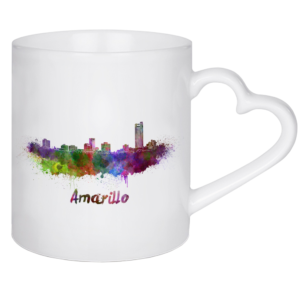 Herztasse "Amarillo skyline in watercolor-b" artboxONE - Städte,Abstrakt,Architektur
