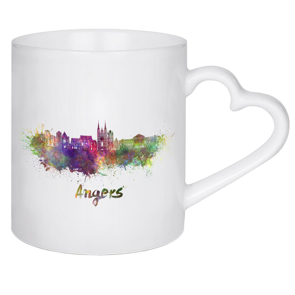 Herztasse "Angers Skyline in watercolor-b" artboxONE - Städte,Reise,Abstrakt,Architektur