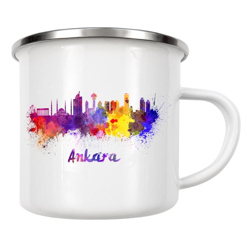 Emaille Tasse "ANKARA Skyline in watercolor-b" artboxONE - Städte,Reise,Abstrakt,Architektur